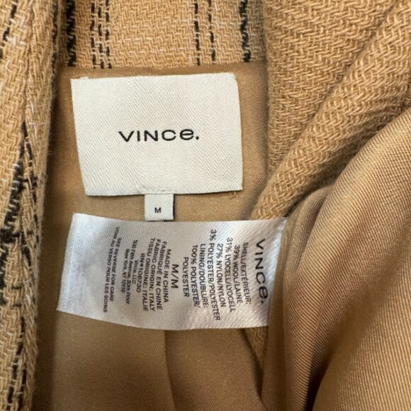 VINCE Plaid-Print Open-Front Coat Size Medium - Picture 7 of 7